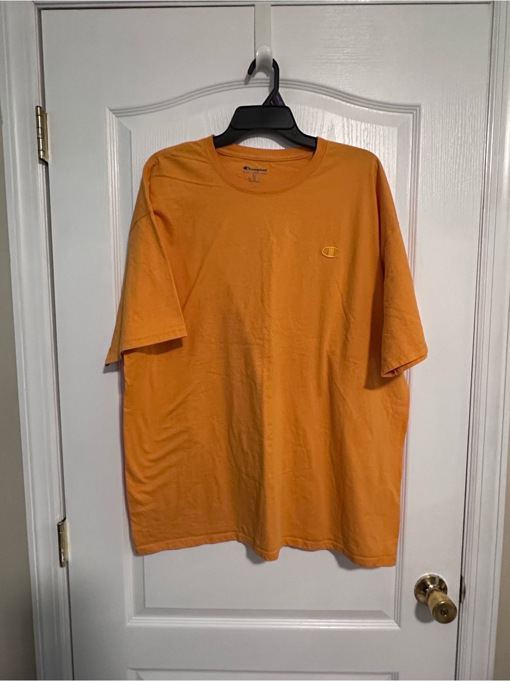 🧡 Champion XXL Tee ✨ Orange Cotton Logo Shirt 🌞